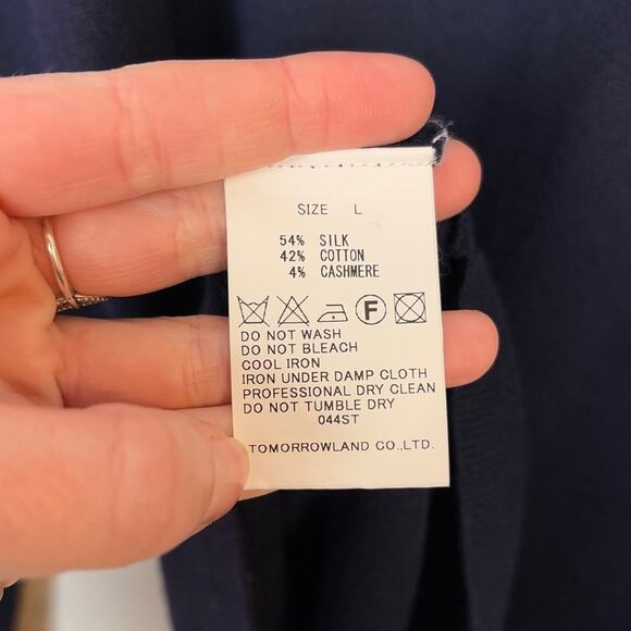 Tomorrowland Toriko Tricot Knit Silk Cashmere Button Front Preppy Cardigan Large - Picture 5 of 5